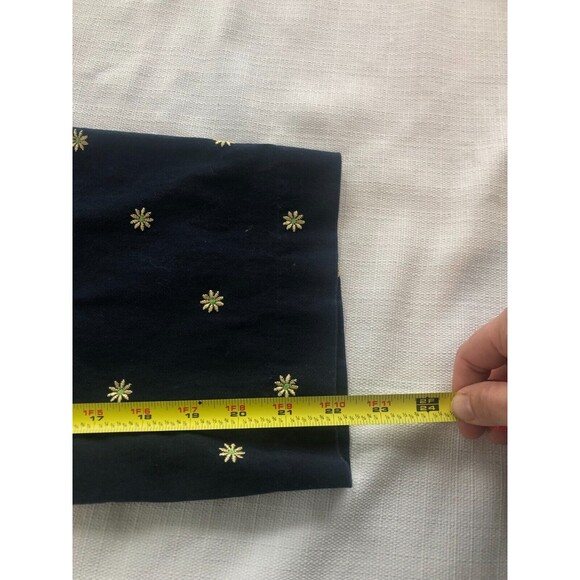 Jm Collection Embroidered Sunflowers Elastic Waist Capri Crop Pants Blue SZ 10 - Picture 8 of 9